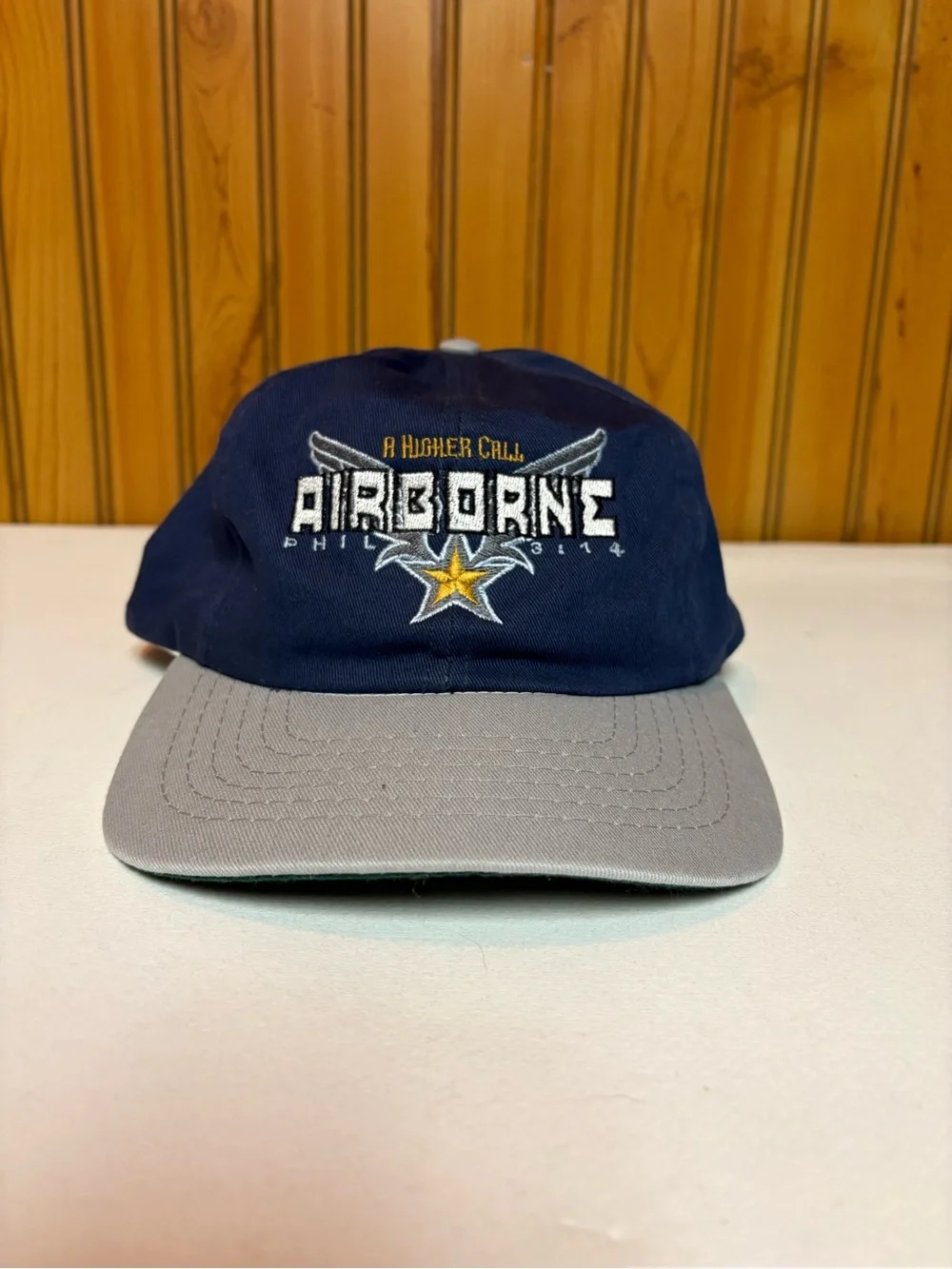 Airborne Embroidered Navy & Gray Cap